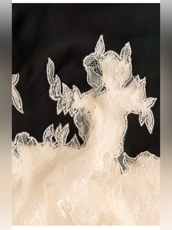 H&M Lace-Trimmed Satin Skirt.Black
With Cream Lace Hem SLIM FIT SZ LARGE NWT - Picture 5 of 7